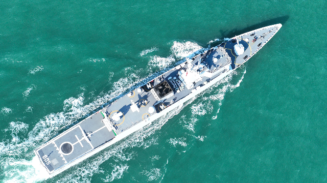 Type 056A corvette Zhangjiakou in maritime training